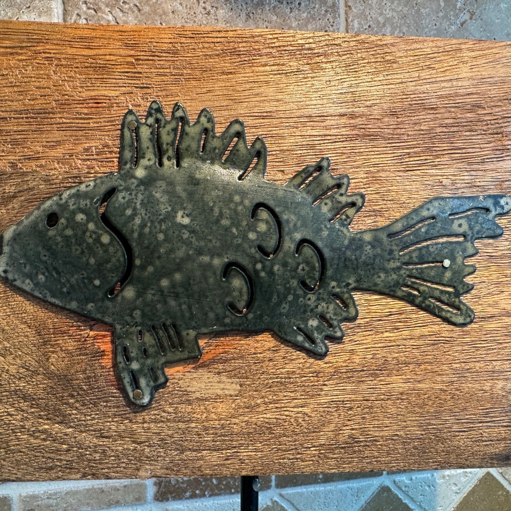 12" Sanibel Shores Fish Table Decor - Beach House - Sea Shore - Nautical Wood - Picture 2 of 5
